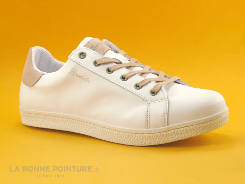 Achat chaussures Moran's Femme Basket, vente Morans VENDEL Blanc Saumon - Basket cuir Femme