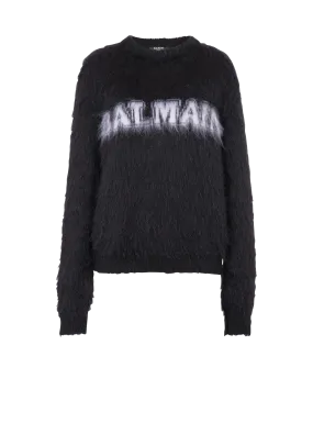 BALMAIN  Pull en mohair brossé jacquard balmain - Noir