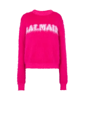 BALMAIN  Pull en mohair brossé jacquard balmain - Rose