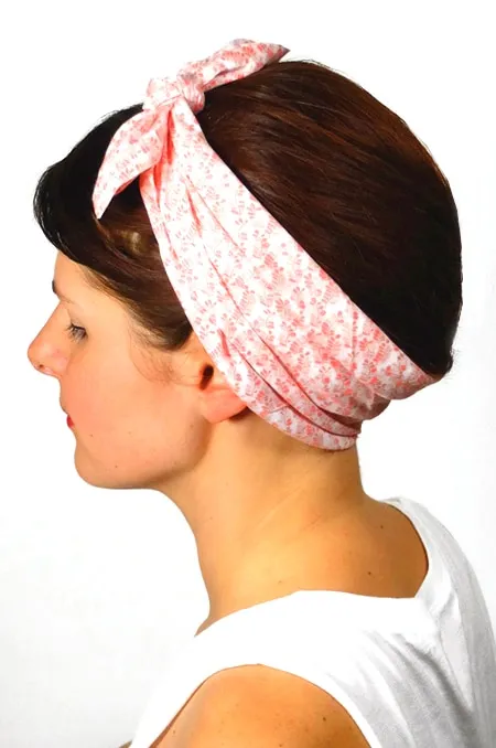 Bandana à cheveux à fleurs Liberty corail