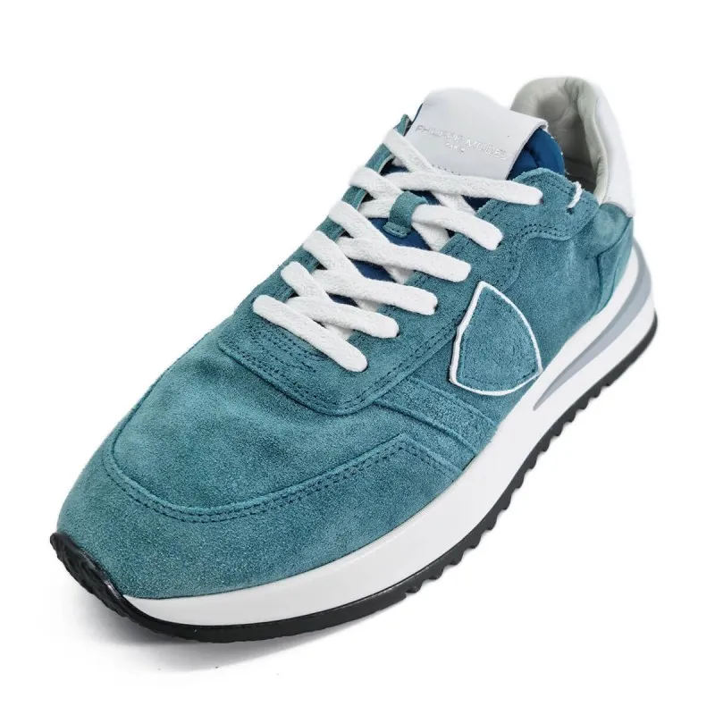 Basket sportswear en velours bleu ciel - Philippe Model - Scarpe