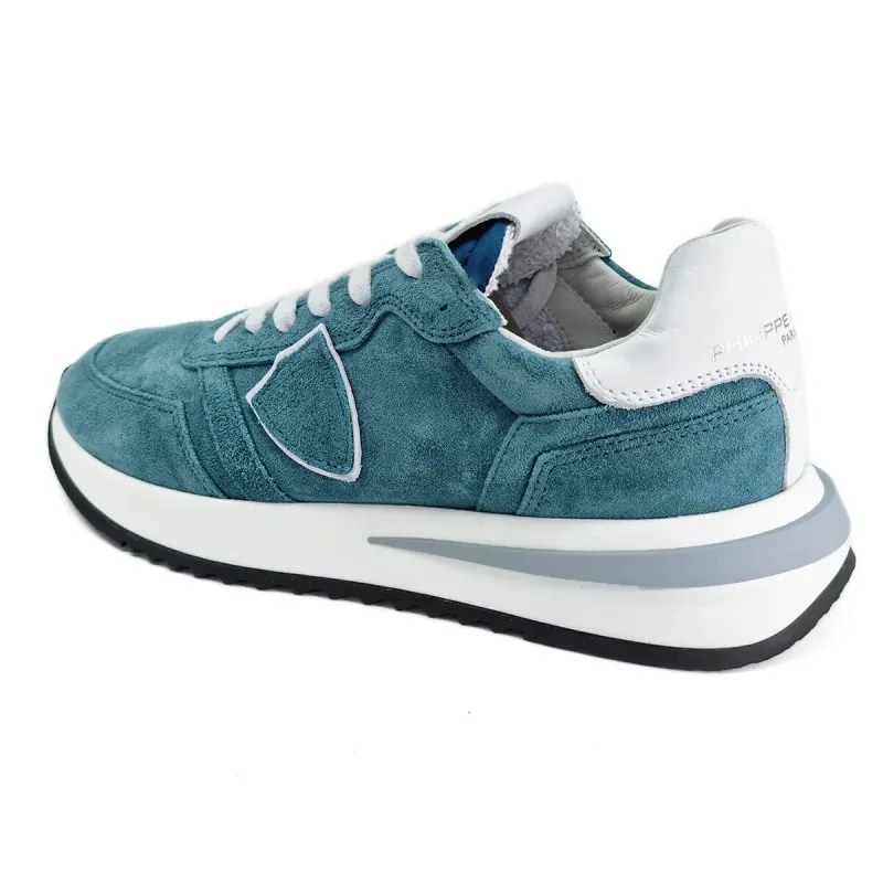 Basket sportswear en velours bleu ciel - Philippe Model - Scarpe