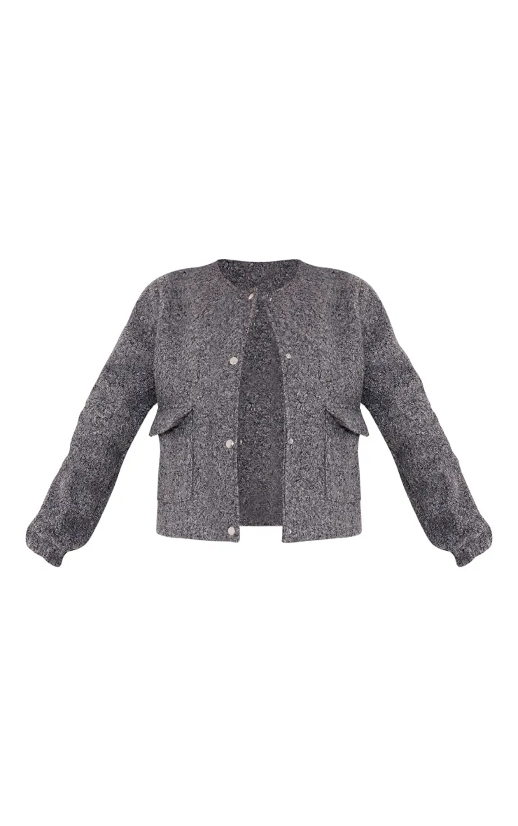 Bomber oversize en imitation mouton gris