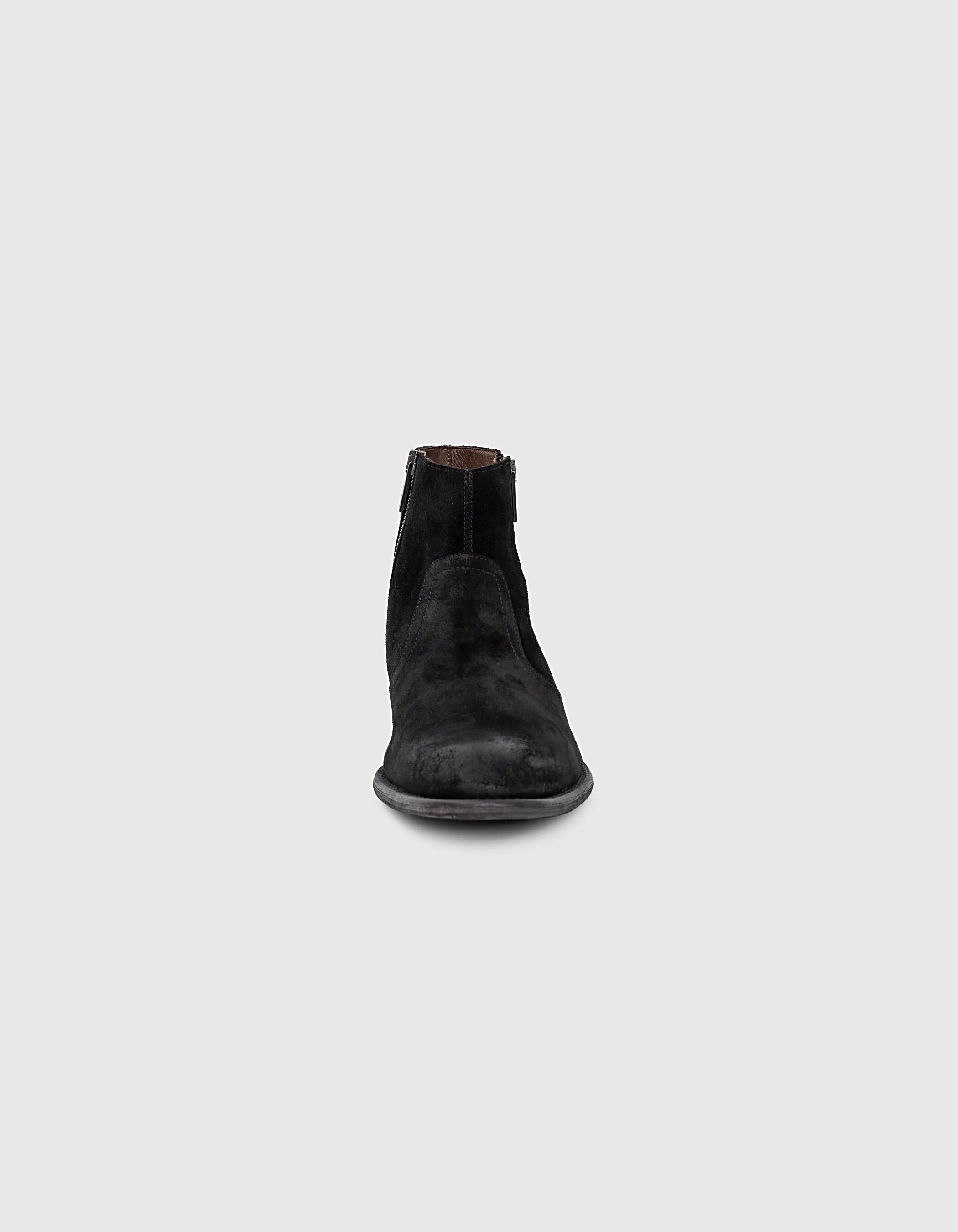 Boots noires zippées en cuir velours Homme