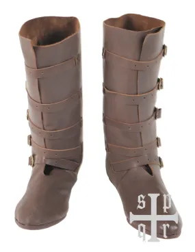 Bottes médiévales en cuir avec fermeture à sangle et boucle, 14e s. ⚔️ Boutique