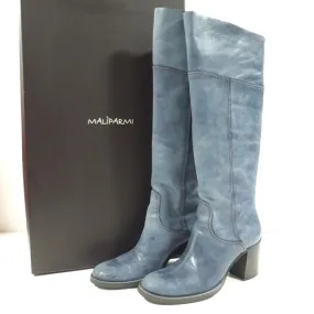 Bottes à talons en cuir véritable bleu pour femme, pointure 36, Maliparmi