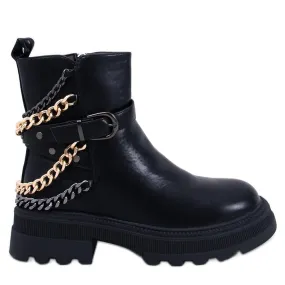 Bottines militaires avec chaînes Toliver Noir le noir