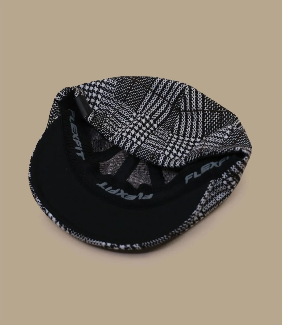 Béret casquette  à carreaux noir - Pattern Flexfit Cap black plaid Kangol : Headict