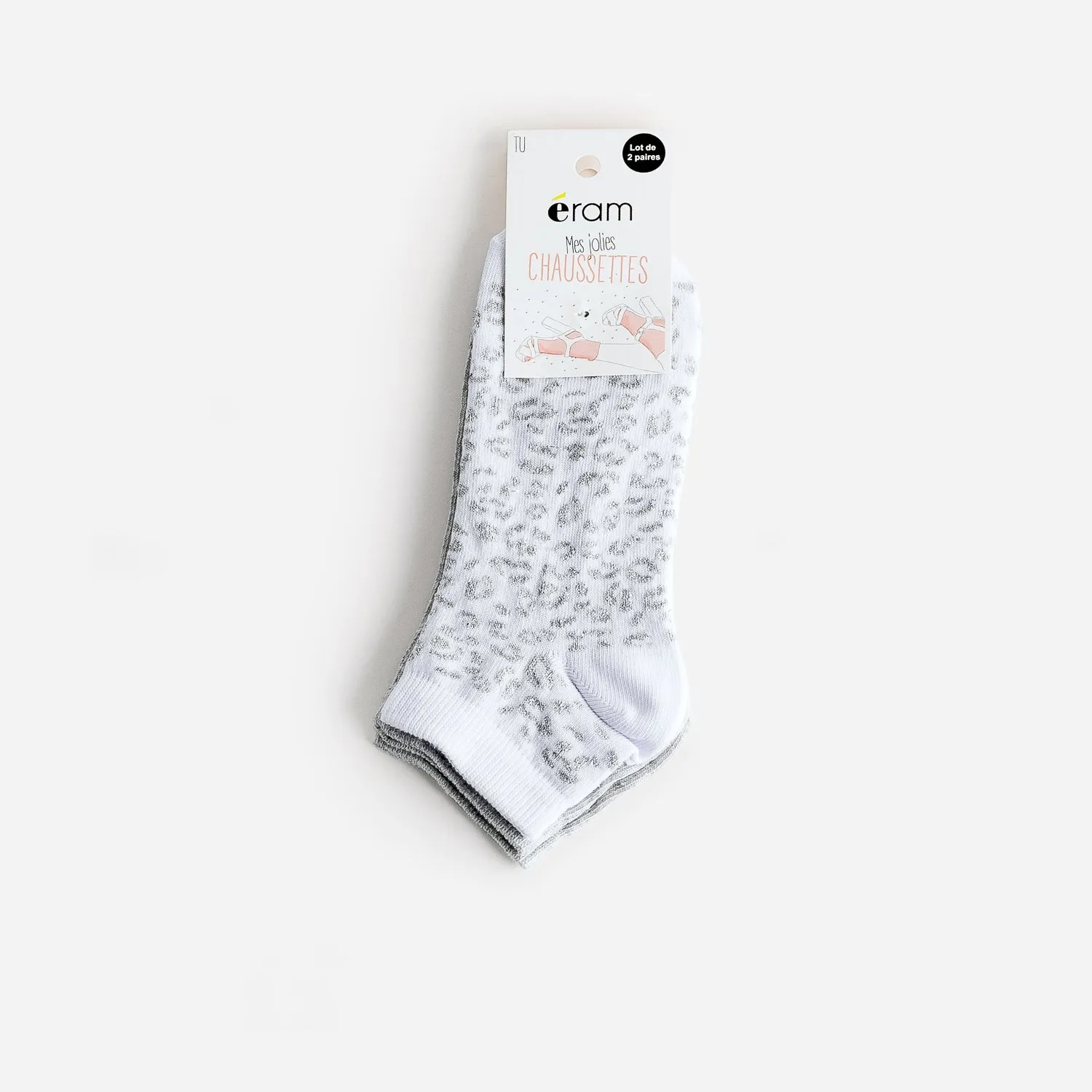 Chaussettes courtes blanches motif léopard et grises - Chaussettes / Collants Accessoires | ERAM