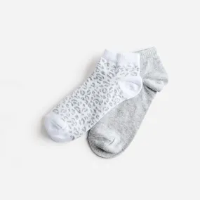 Chaussettes courtes blanches motif léopard et grises - Chaussettes / Collants Accessoires | ERAM