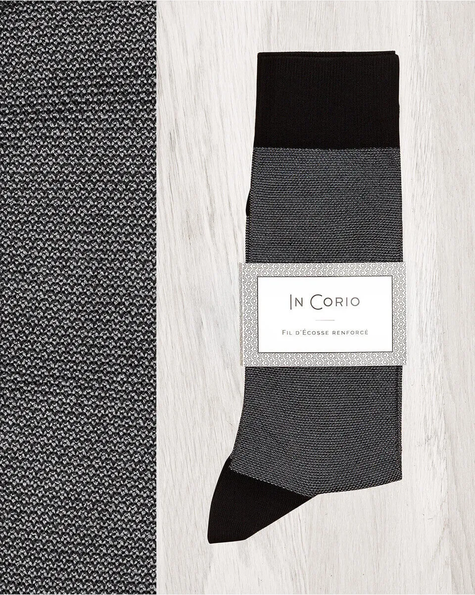 Chaussettes fil d'Ecosse caviar | Chaussettes homme gris| In Corio