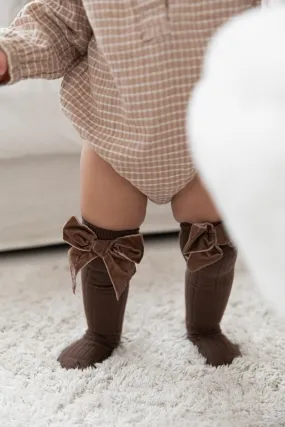 Chaussettes Noeud Velours Marron