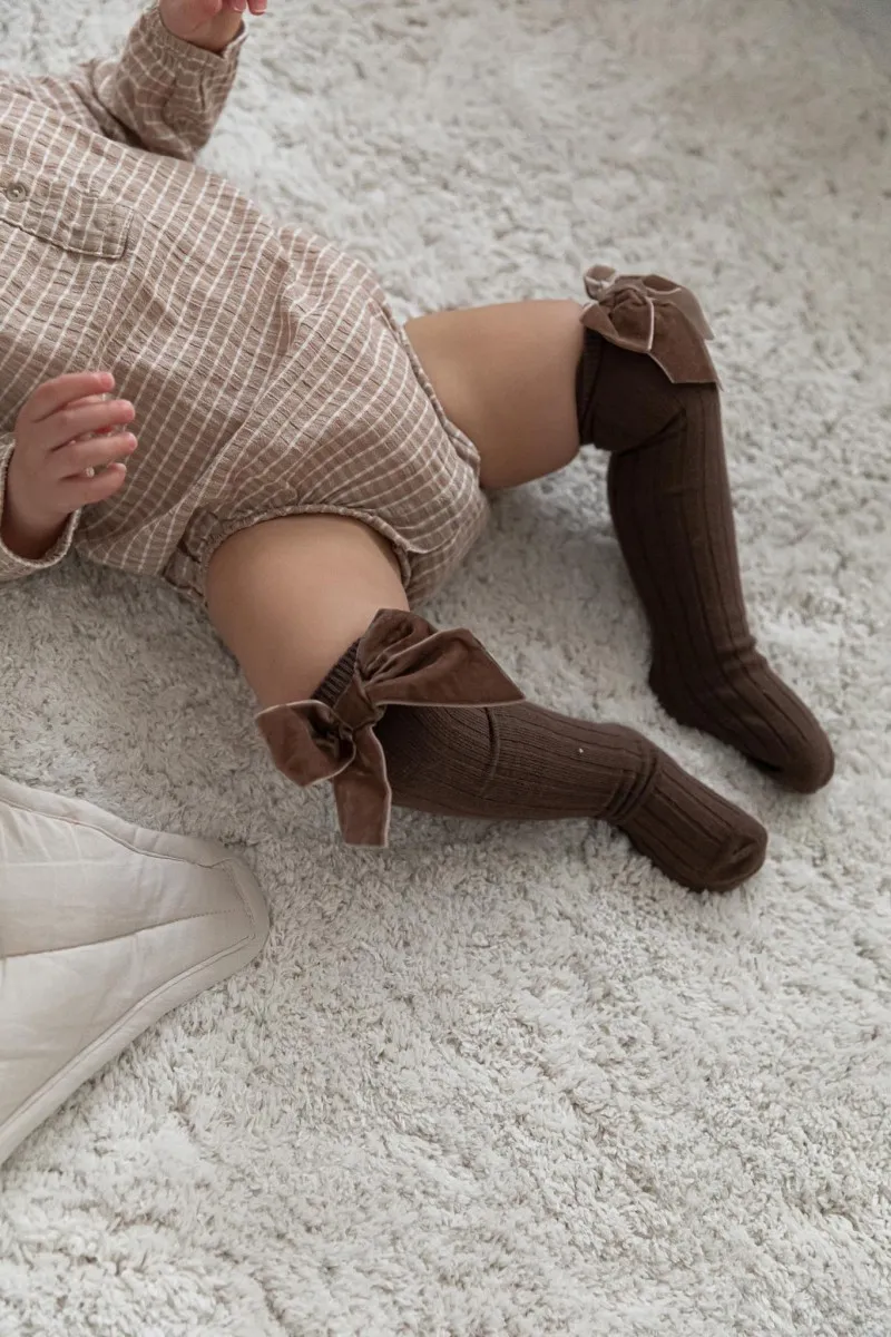 Chaussettes Noeud Velours Marron