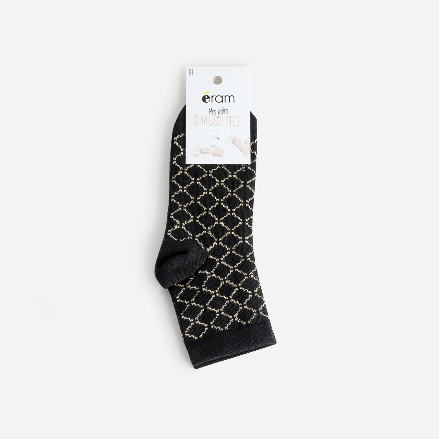 Chaussettes noires à motif graphique doré - Chaussettes / Collants Accessoires | ERAM