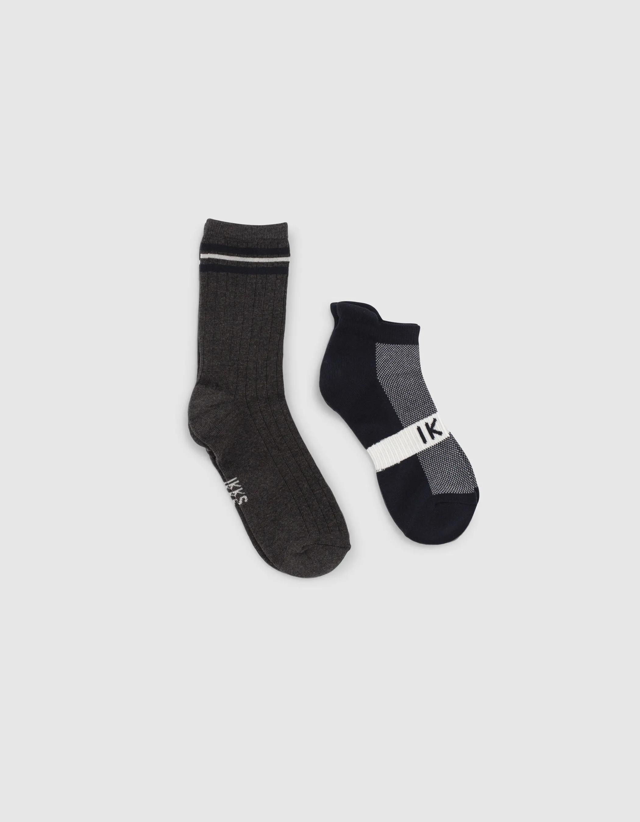 Chaussettes sport kaki et grises garçon