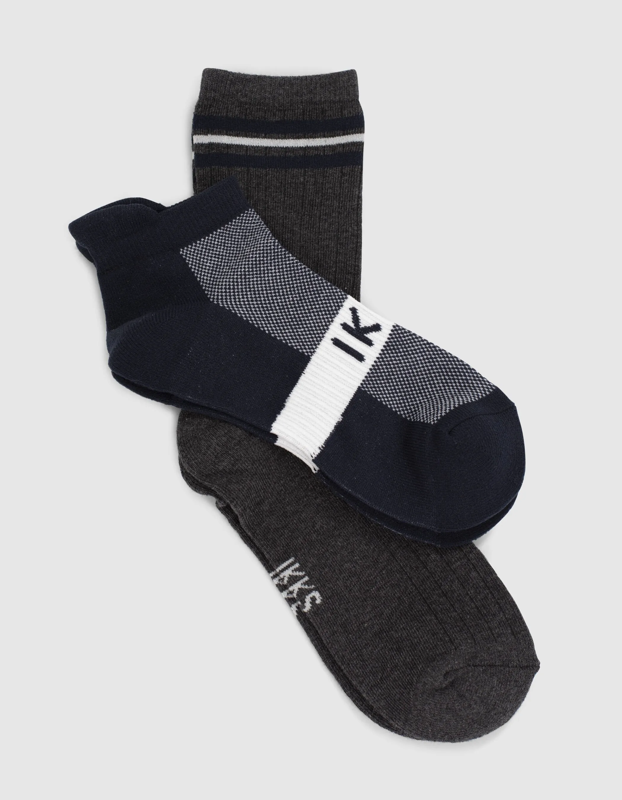 Chaussettes sport kaki et grises garçon