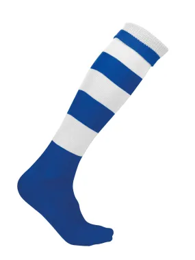 chaussettes sport rayées - PA021 - bleu roi et blanc 