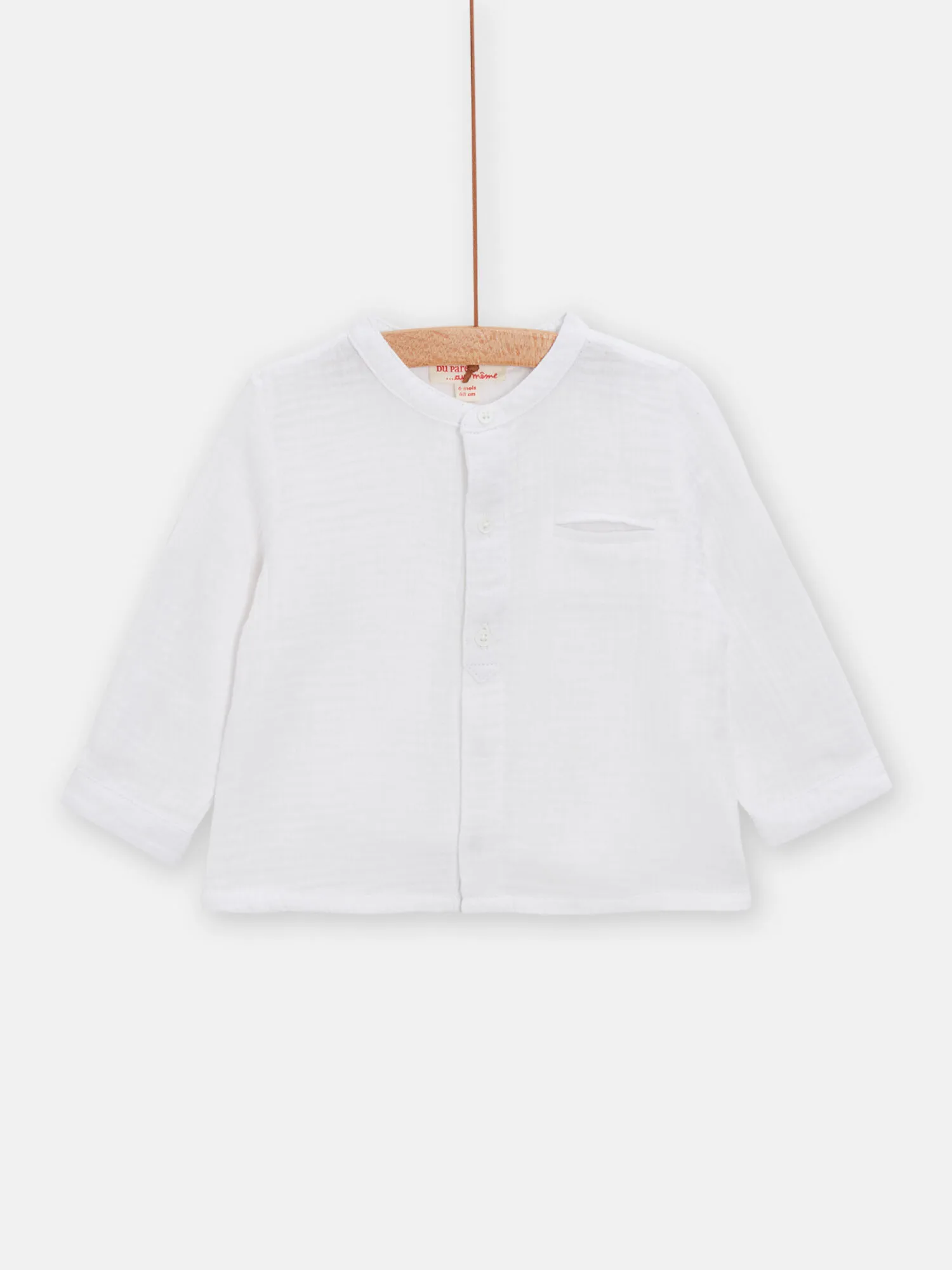 Chemise blanche à col tunisien pour bébé garçon