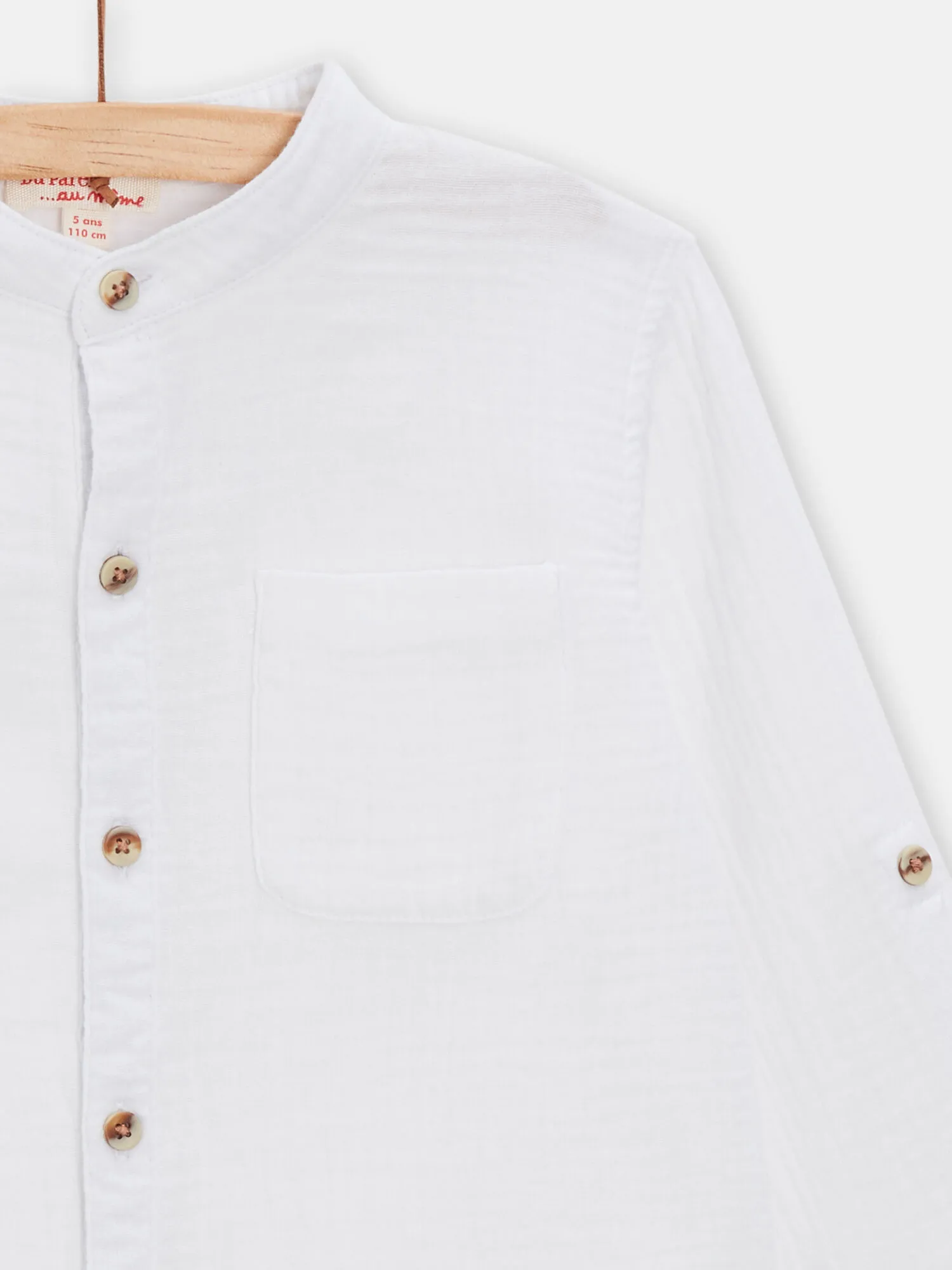 Chemise blanche en gaze de coton pour garçon