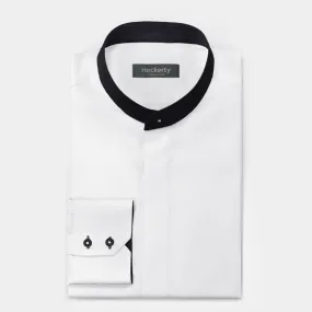 Chemise blanche mao avec col contrasté