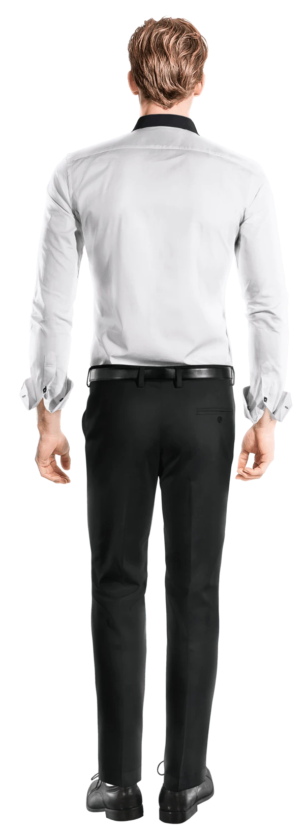 Chemise blanche mao avec col contrasté