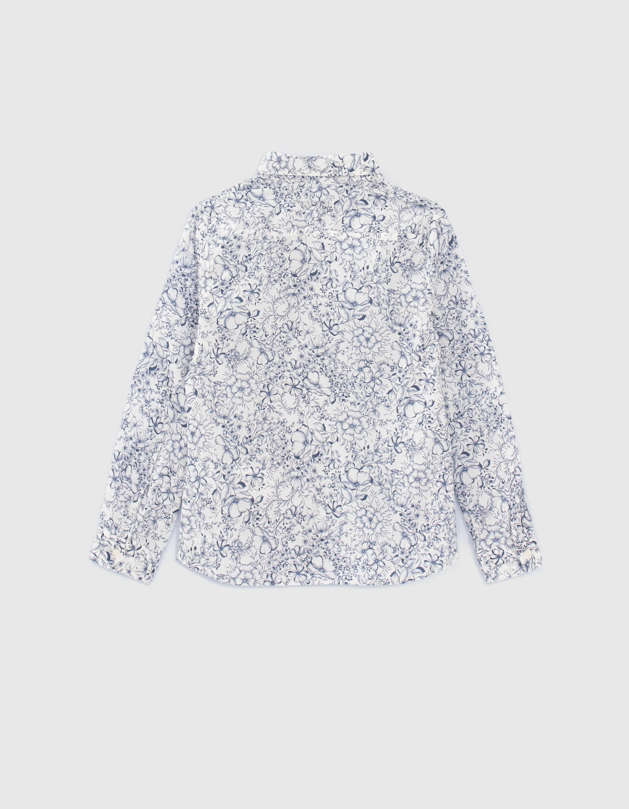 Chemise blanche tissu Liberty à fleurs mini me garçon