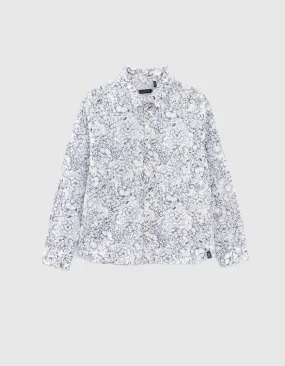 Chemise blanche tissu Liberty à fleurs mini me garçon