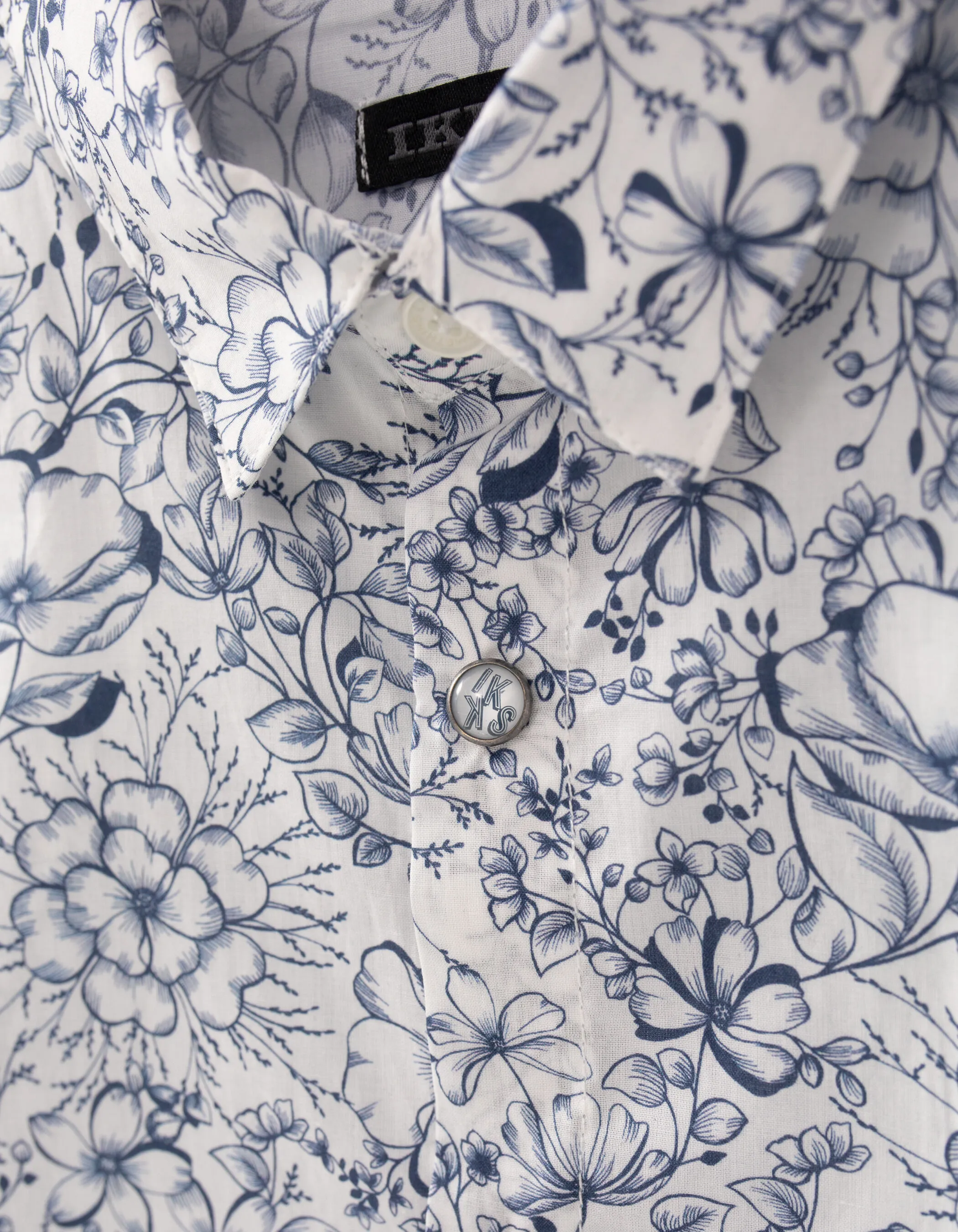 Chemise blanche tissu Liberty à fleurs mini me garçon