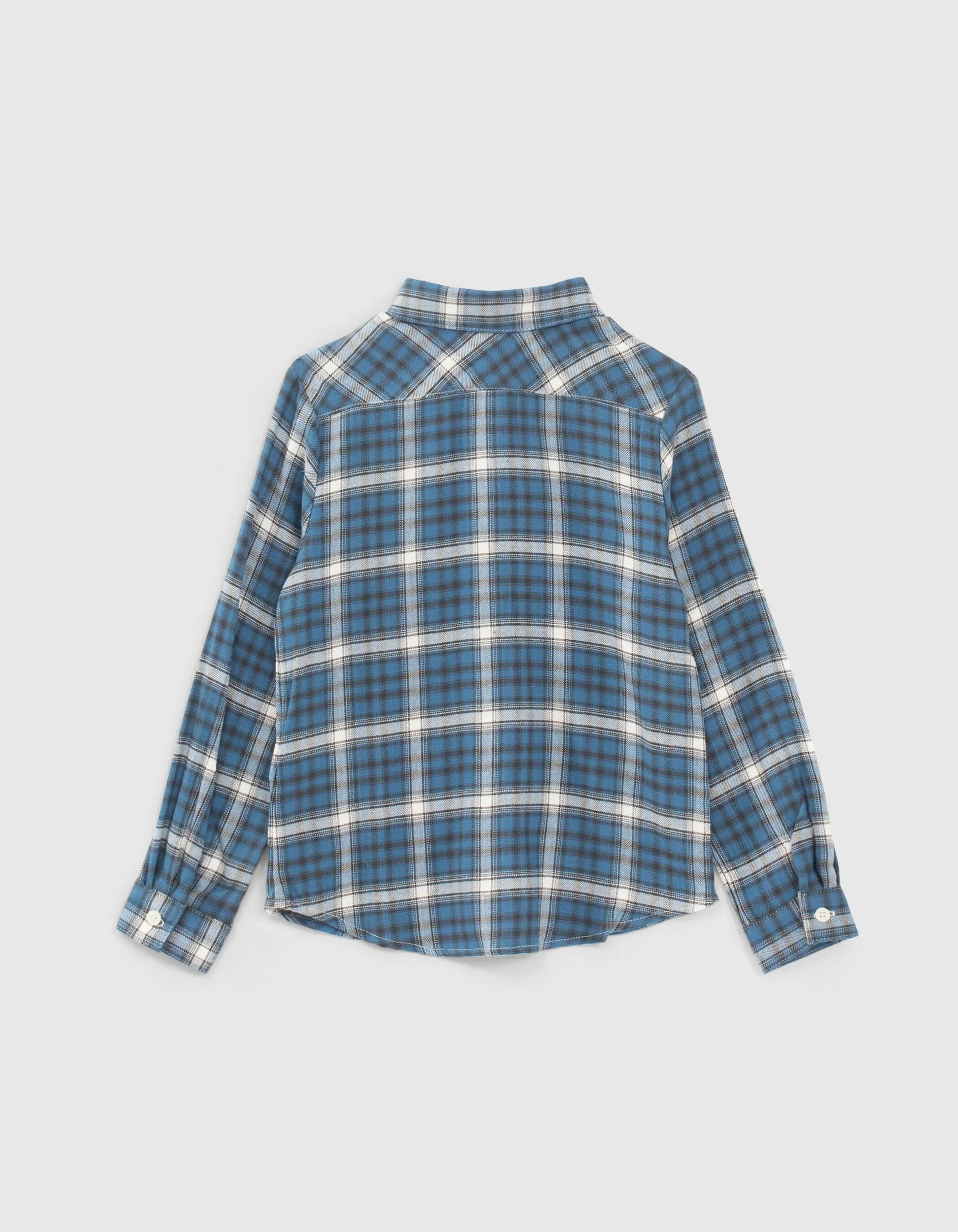 Chemise bleu foncé carreaux à capuche amovible garçon