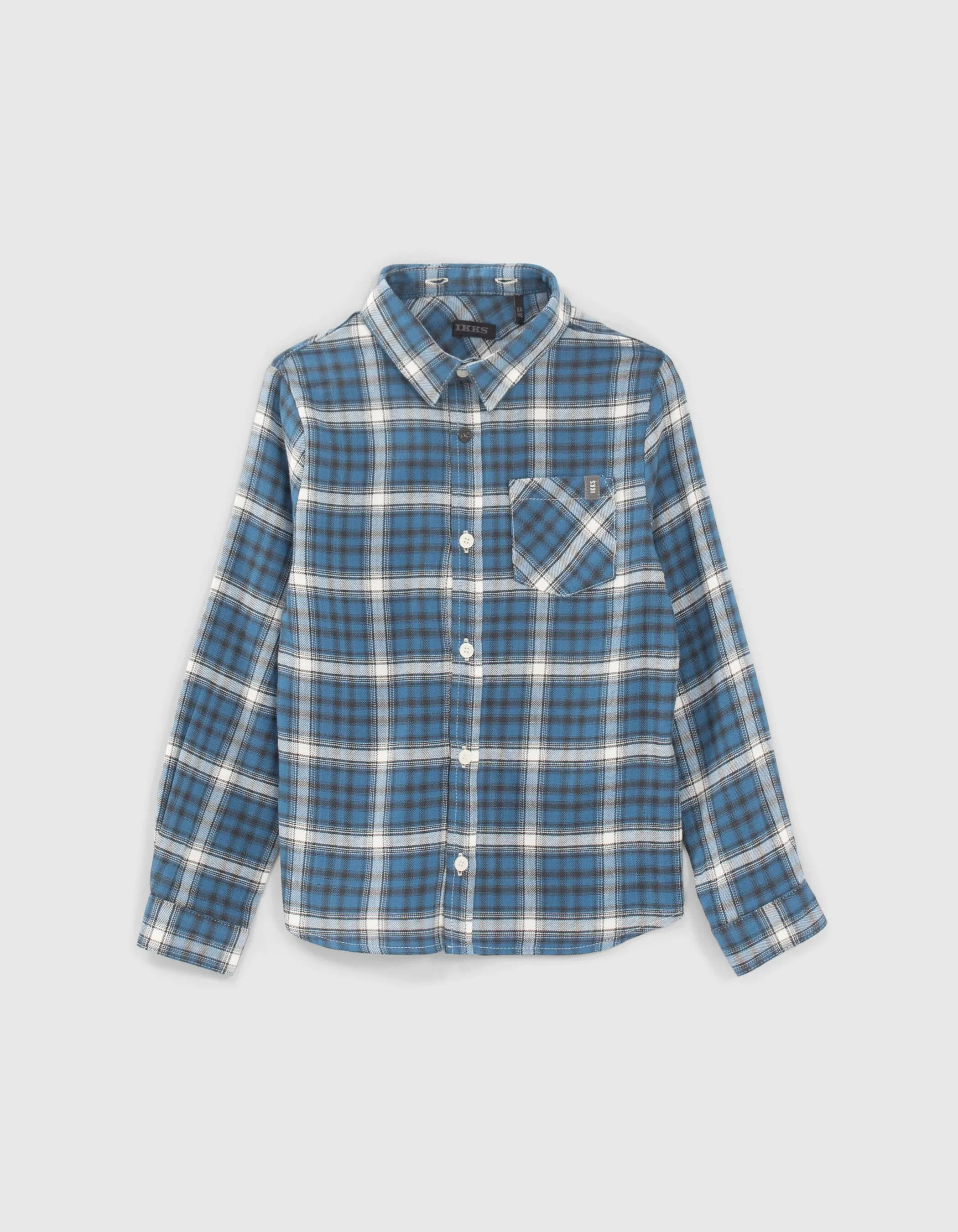 Chemise bleu foncé carreaux à capuche amovible garçon