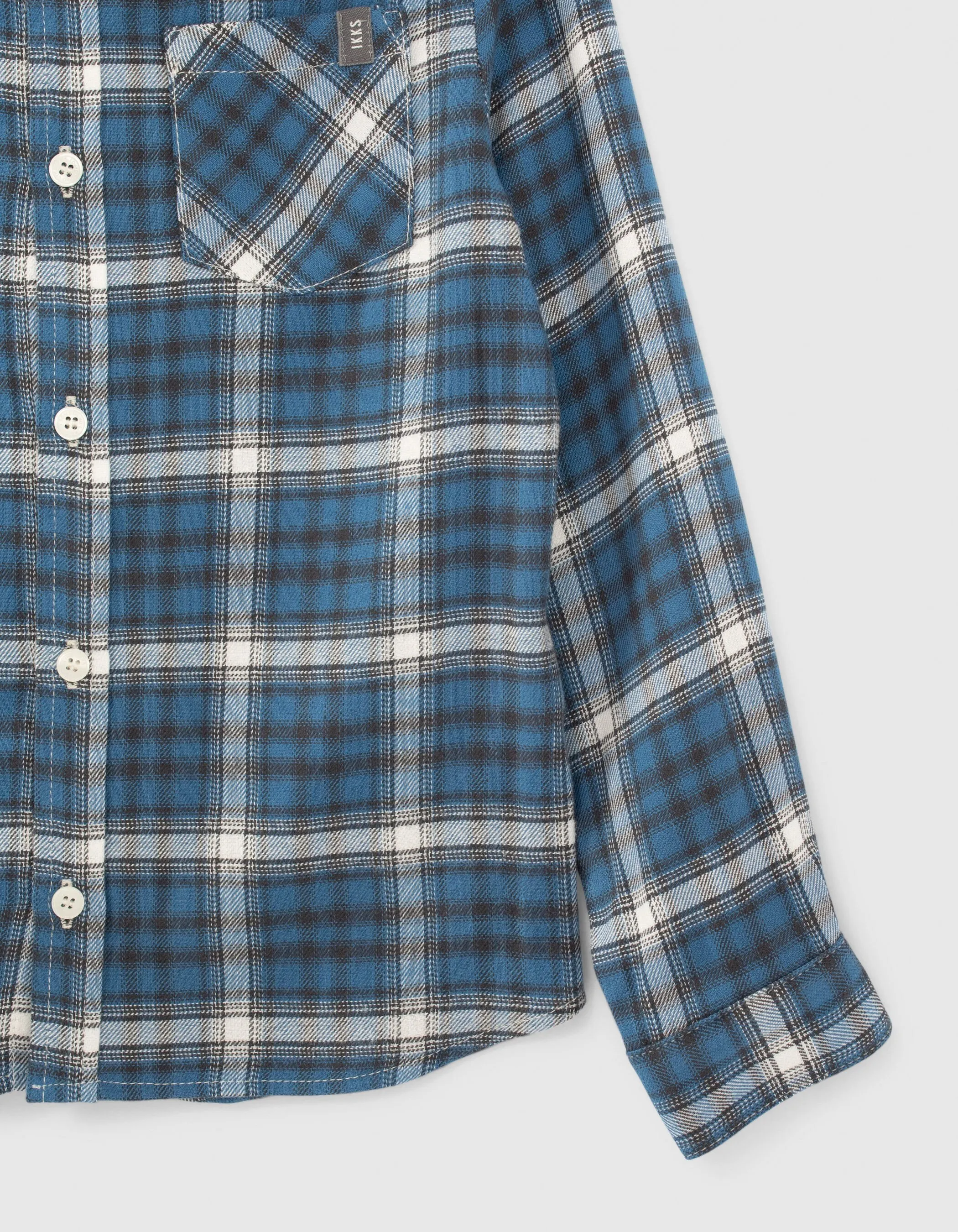 Chemise bleu foncé carreaux à capuche amovible garçon