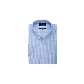 Chemise coton blanche à petits carreaux bleu clair - GLENN MC | Bexley