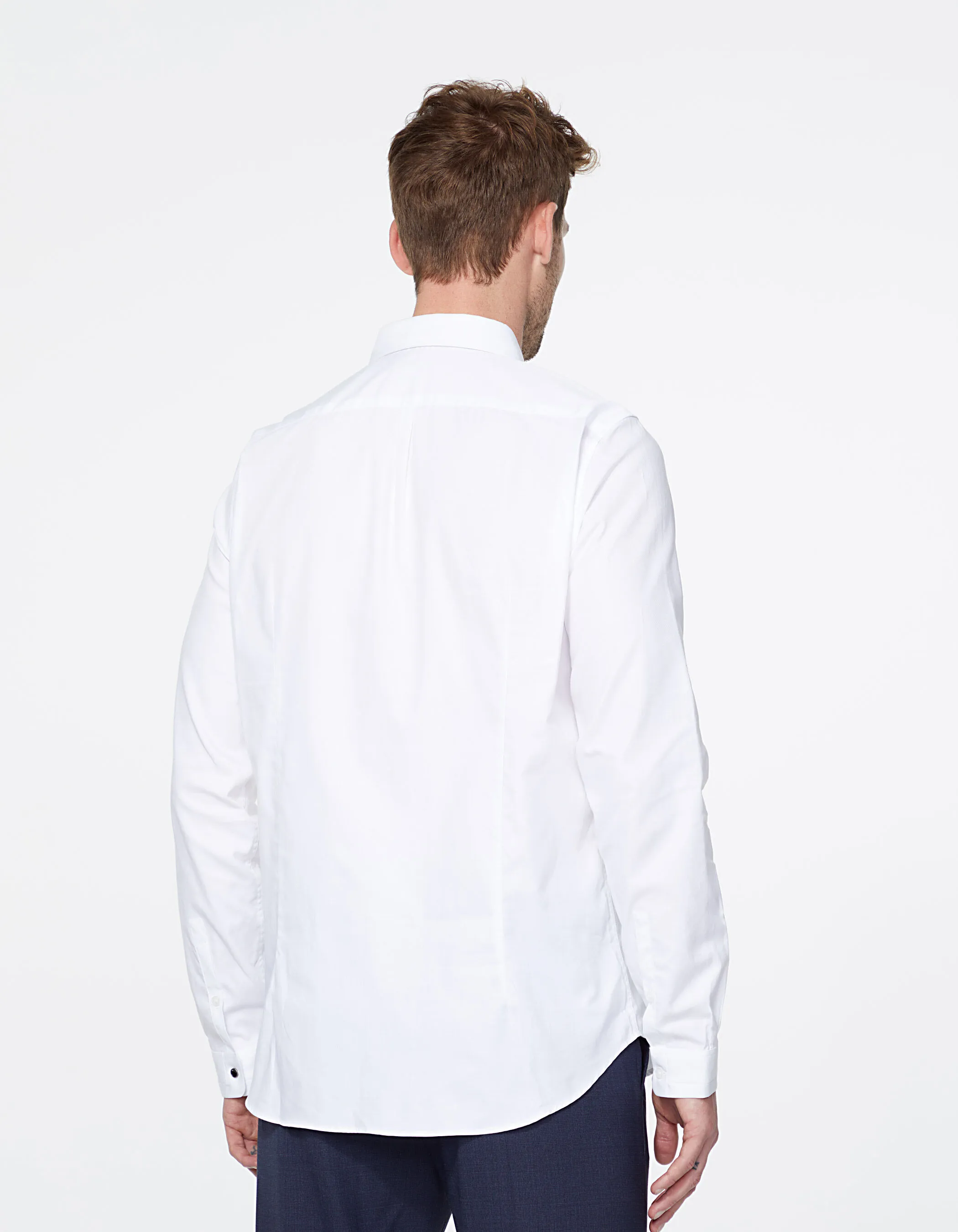 Chemise REGULAR blanche armurée détails col Homme