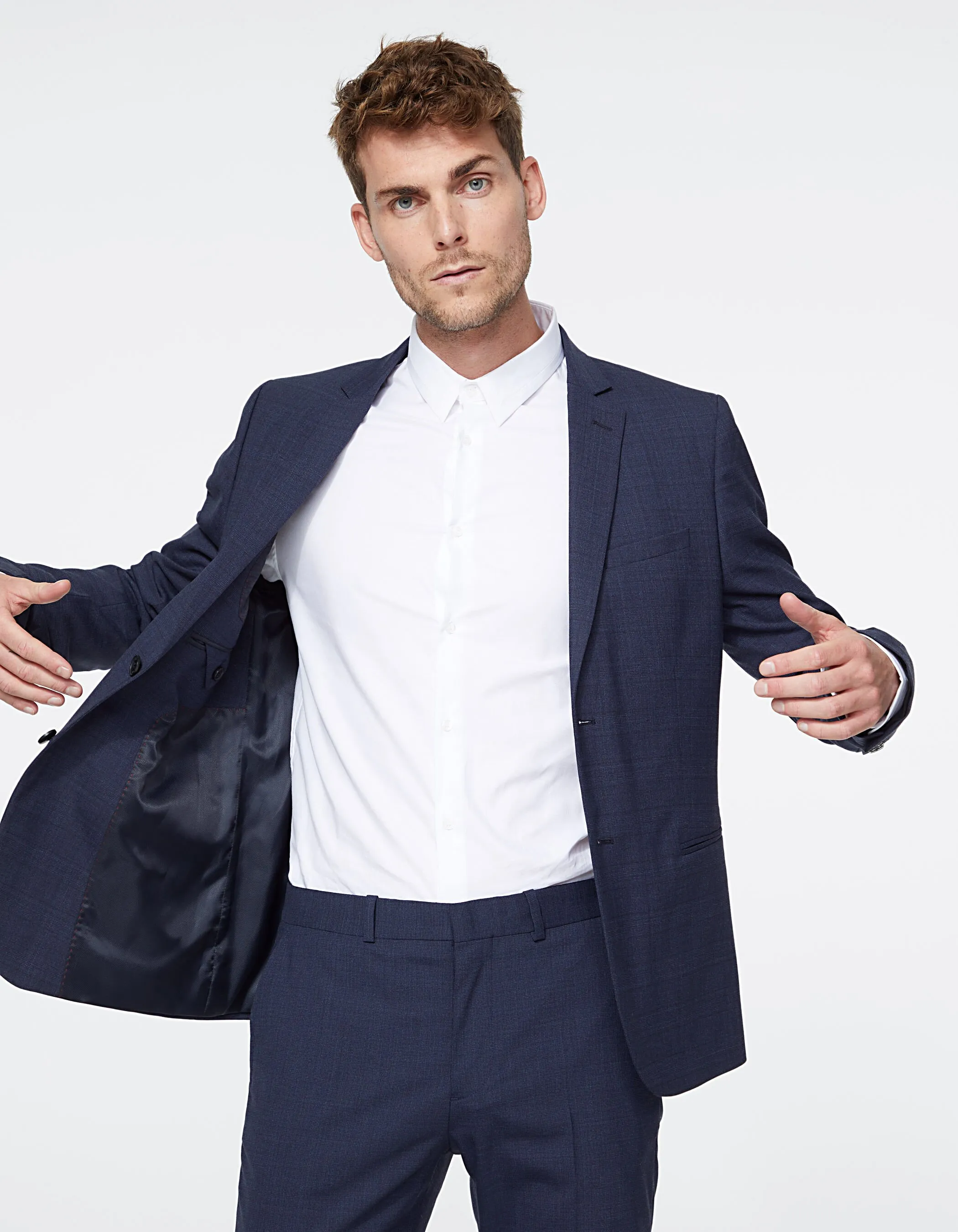 Chemise REGULAR blanche armurée détails col Homme