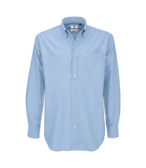 Chemise à manches longues oxford homme bleu clair B&C