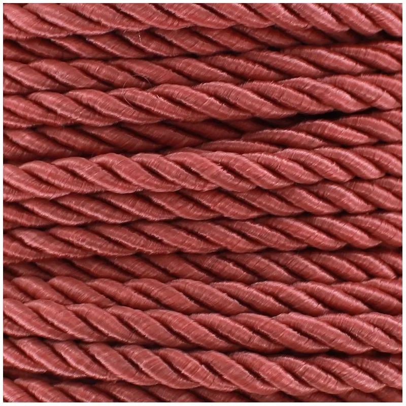 Cordon torsadé satiné 5 mm vieux rose