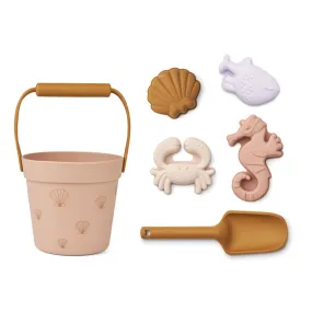 Ensemble de plage seau et moules en silicone DANTE - Sea Shell / Pale Tuscany