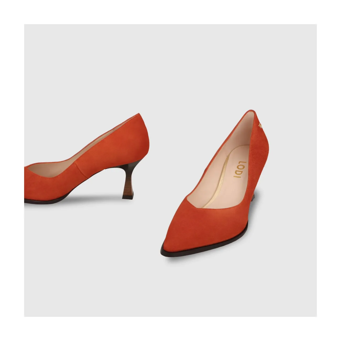 Escarpins femme en daim orange | Chaussures femme LODI en ligne.