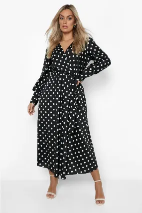 Grande taille - Robe longue à pois et ceinture