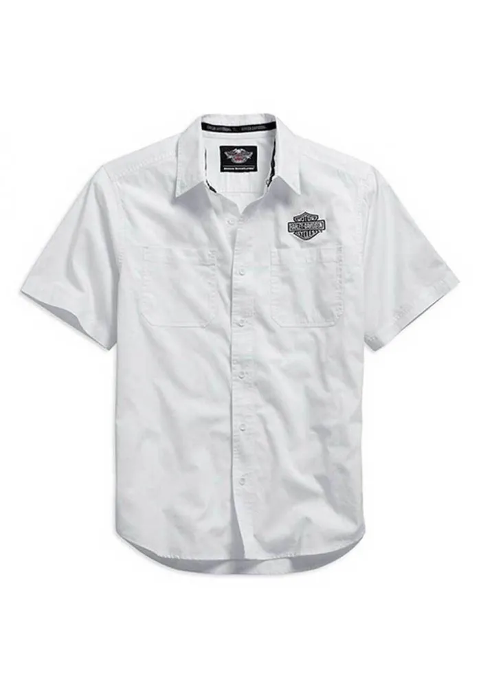 Harley Davidson Homme Logo Manches Courtes Chemise Blanche. 99014-15VM