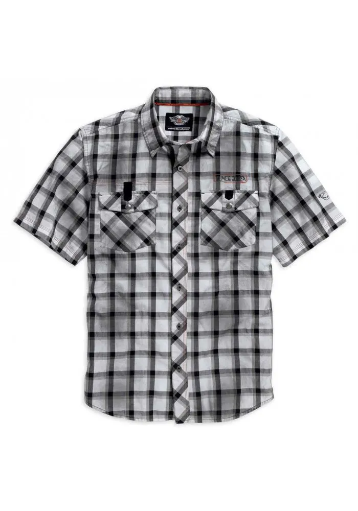 Harley Davidson Homme Performance Dirty Wash Chemise Blanche Plaid 96109-16VM