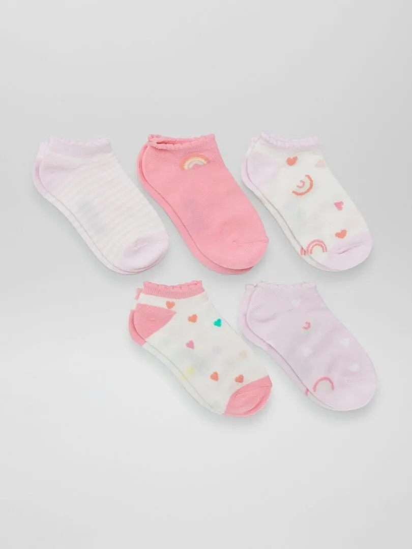 Lot de 5 chaussettes fantaisies - Rose