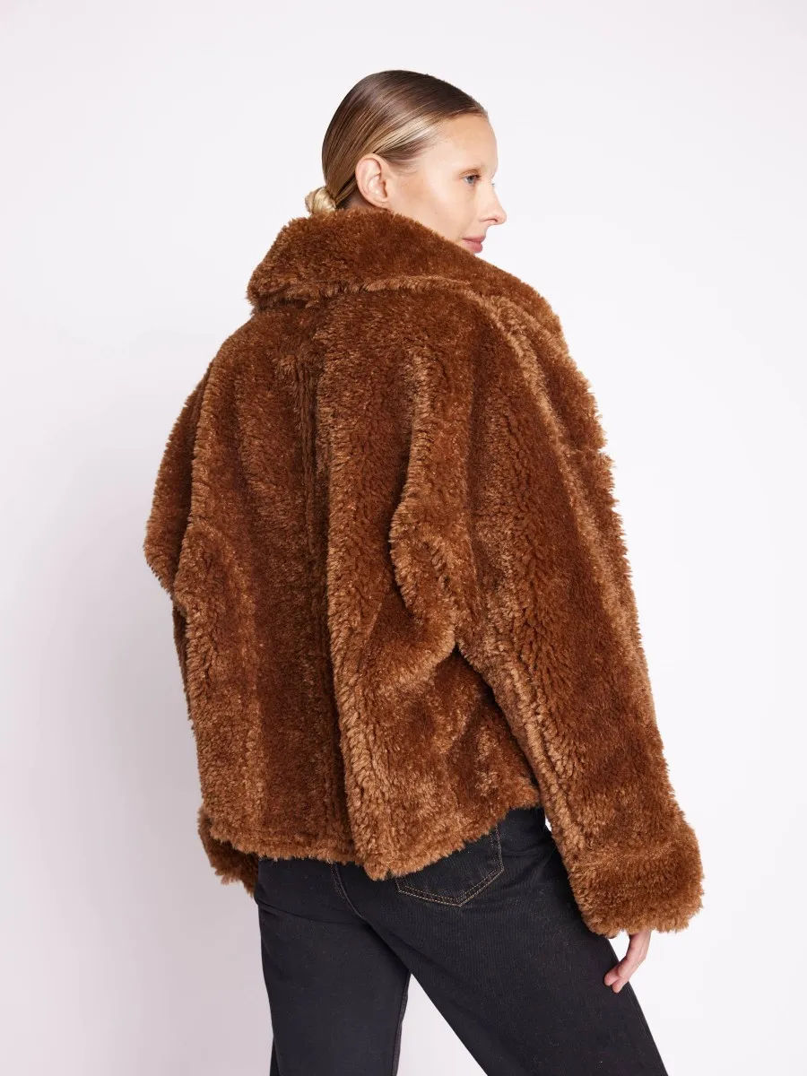 MADIA | Manteau oversize camel en fausse fourrure