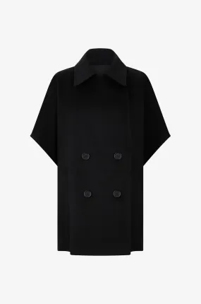 Manteau oversize en laine sans manches à boutonnage double