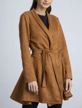 Manteau oversize en suédine - camel