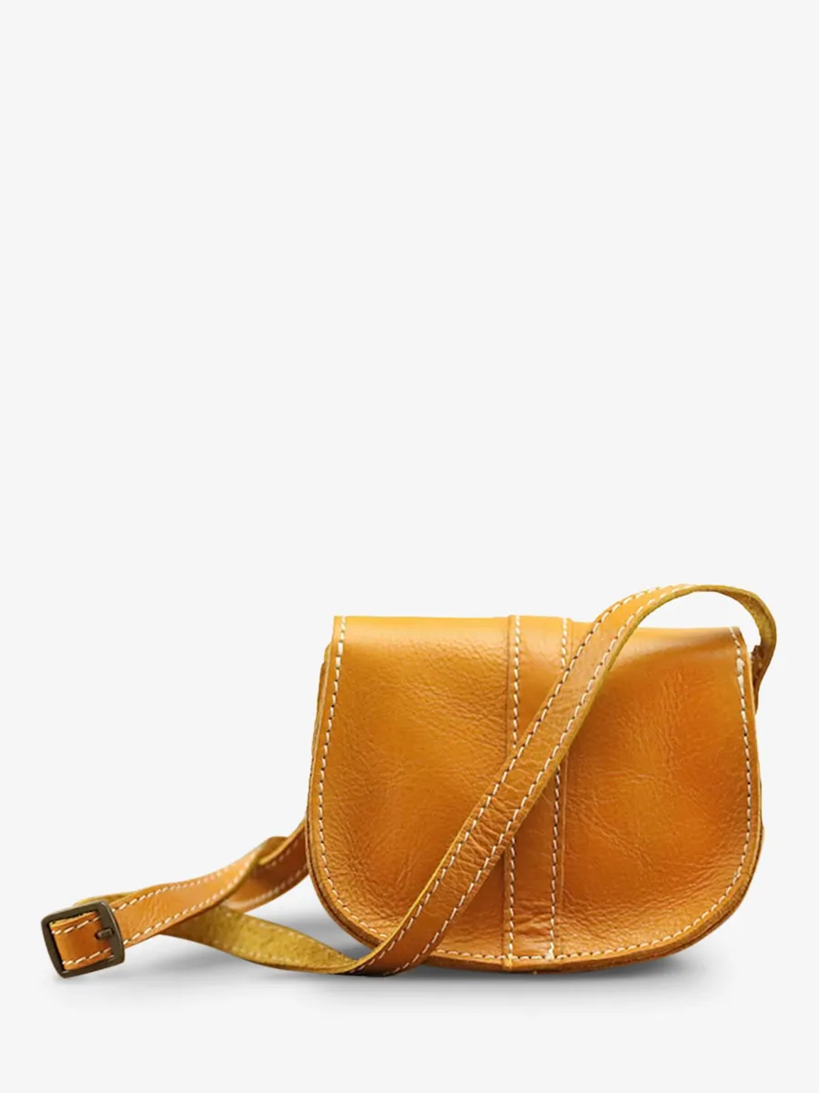 MINI SAC BANDOULIÈRE CUIR JAUNE FEMME MonMignon - Safran