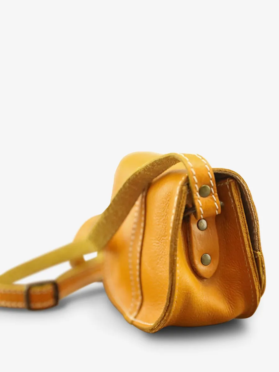 MINI SAC BANDOULIÈRE CUIR JAUNE FEMME MonMignon - Safran