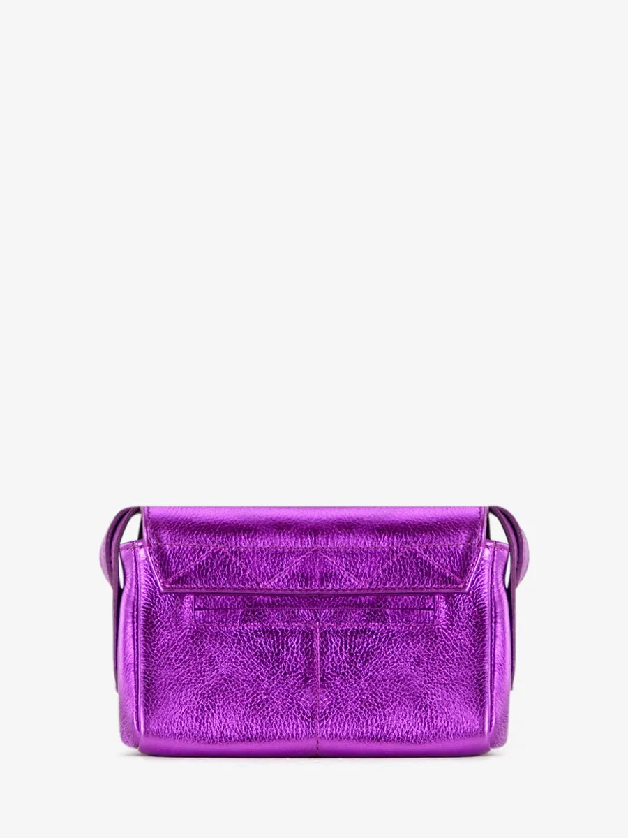 MINI SAC BANDOULIÈRE CUIR VIOLET MÉTALLISÉ FEMME Diane XS - Bonbon