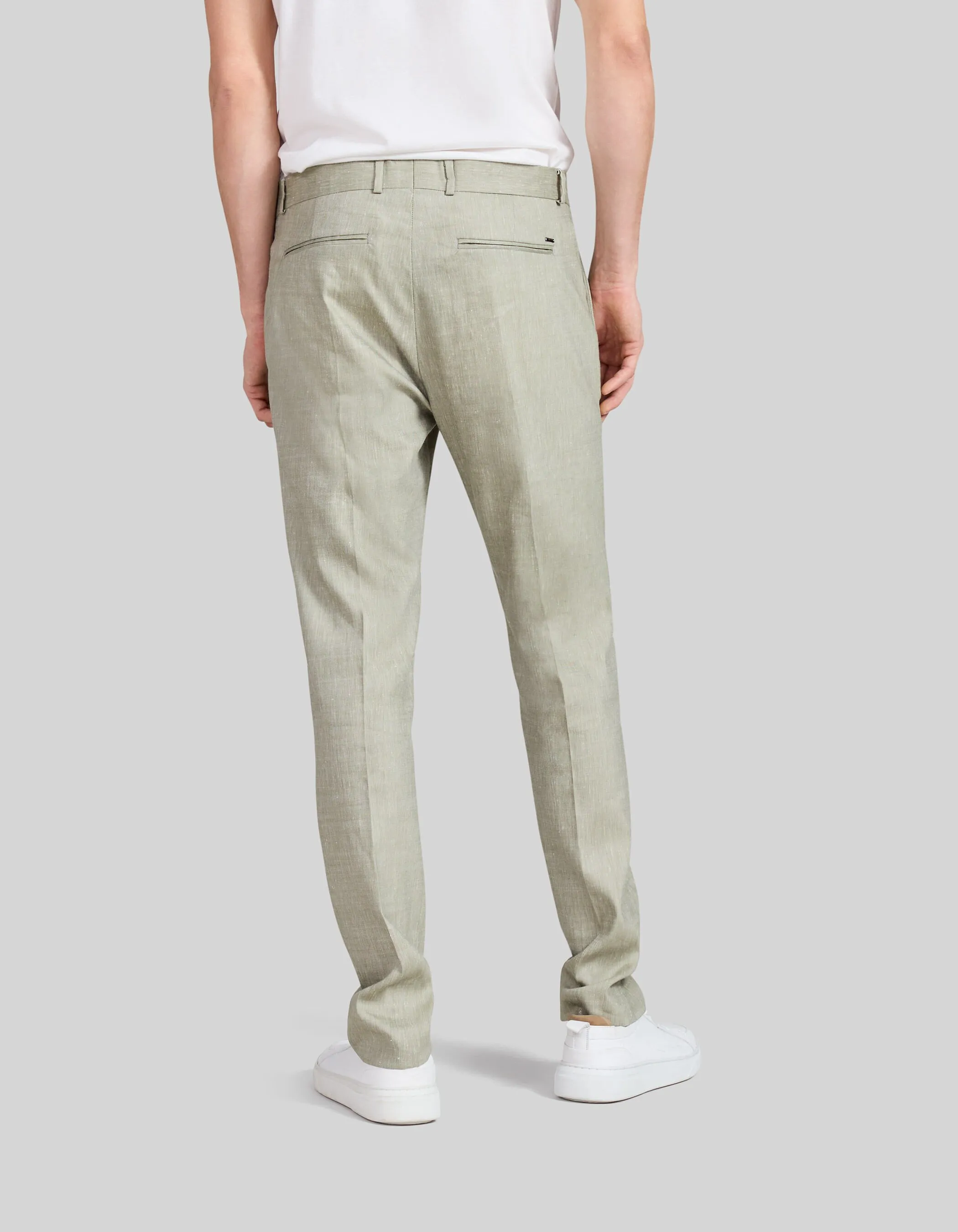 Pantalon de costume pistache lin mélangé Homme