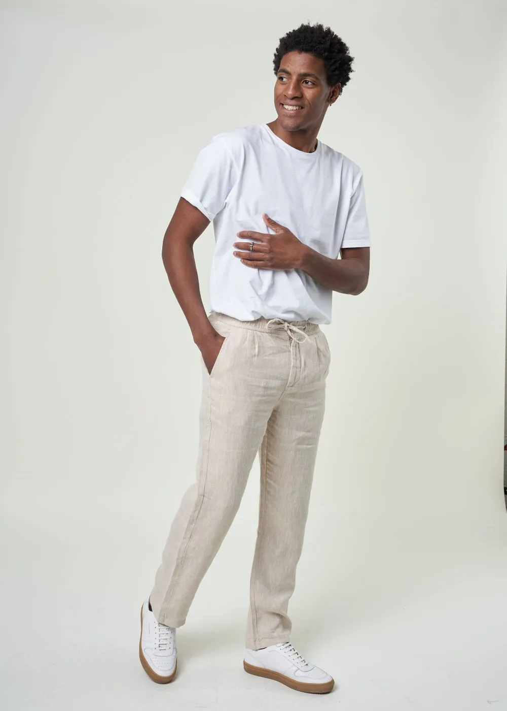 Pantalon en lin bio | beige "loose linen pant light feather gray" 1228 light feather gray homme